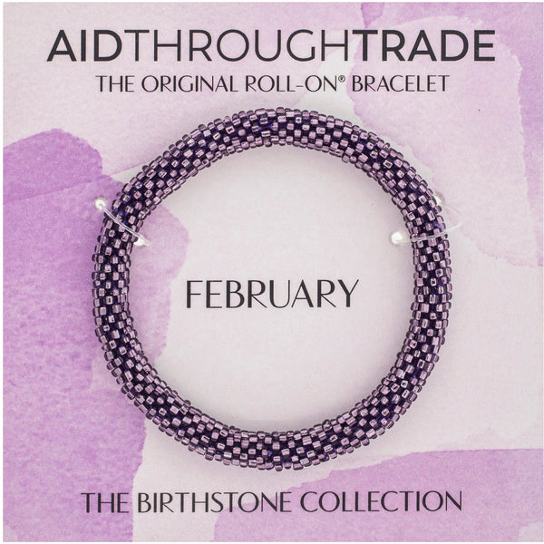 <br>8 inch  Birthstone Roll-On® Bracelets <br> February