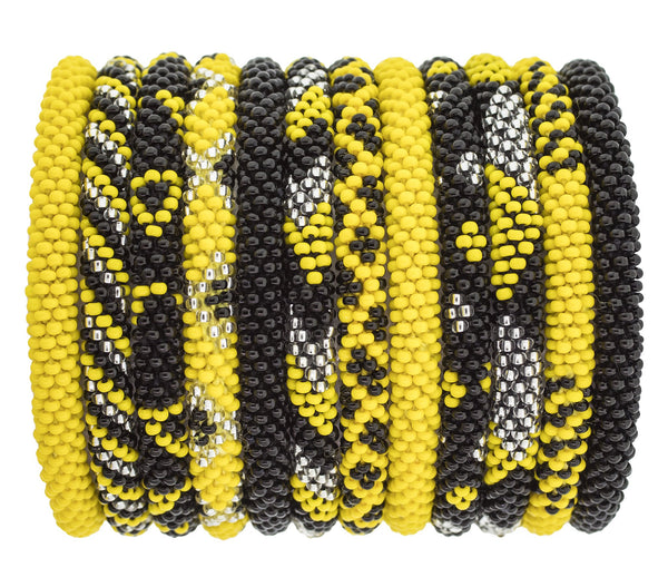 Game Day Roll-On® Bracelets <br> Black & Yellow
