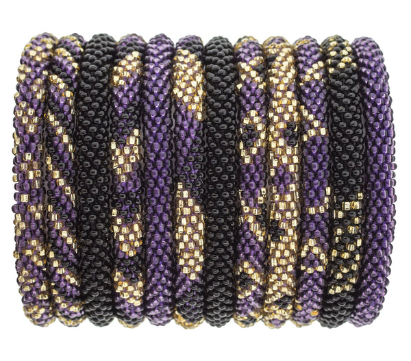 Game Day Roll-On® Bracelets <br> Purple & Black