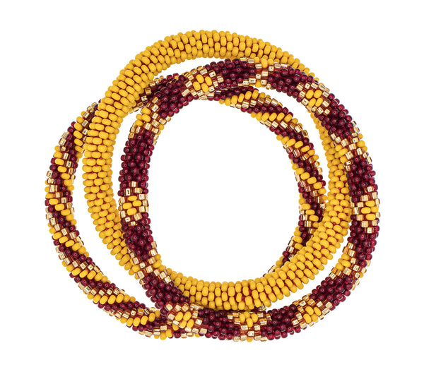 Game Day Roll-On® Bracelets <br> Burgundy & Yellow