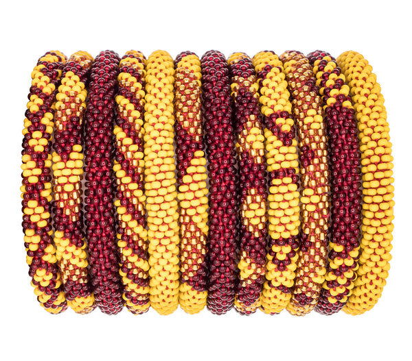 Game Day Roll-On® Bracelets <br> Burgundy & Yellow