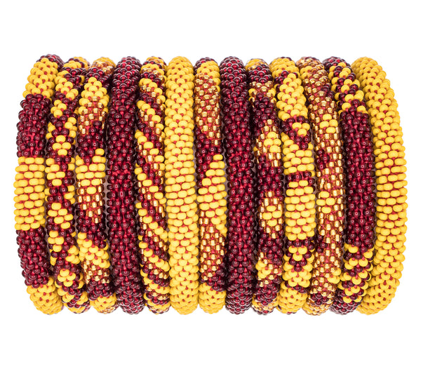 Game Day Roll-On® Bracelets <br> Burgundy & Yellow