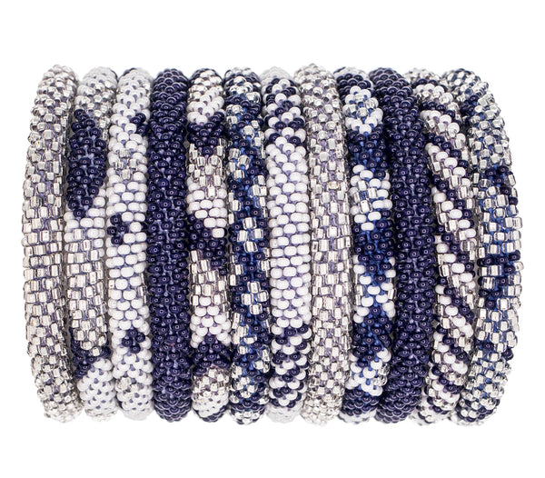 Game Day Roll-On® Bracelets <br> Navy & Silver