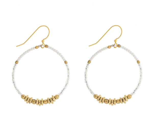 <br> Colorblocked Brass Hoops <br> Silver