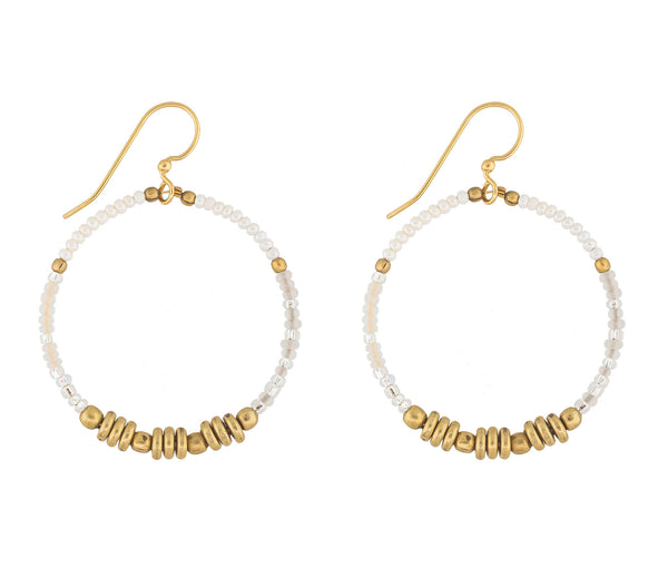 <br> Colorblocked Brass Hoops <br> Stardust