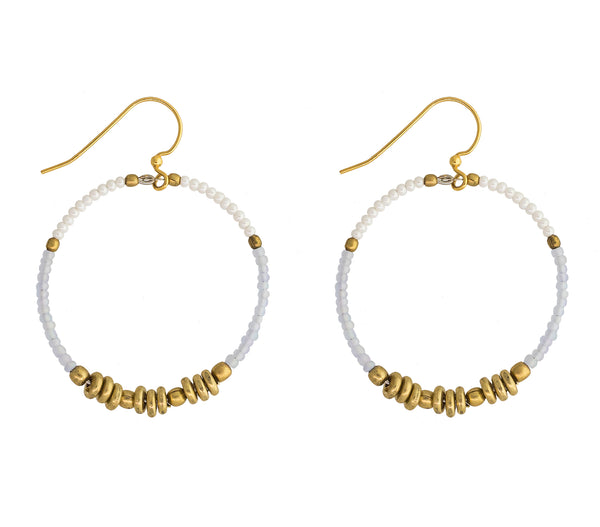 ***NEW*** <br> Colorblocked Brass Hoops <br> Sky