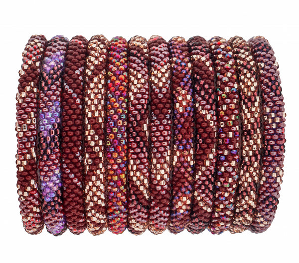 Roll-On® Bracelets Set of 12 <br> Bordeaux