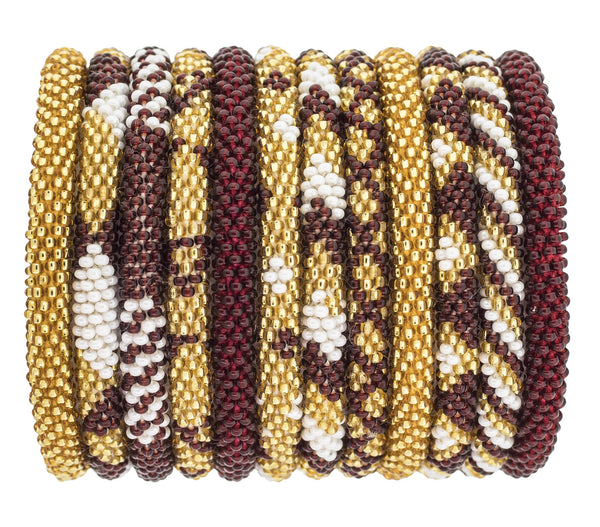 Game Day Roll-On® Bracelets <br> Burgundy & Gold