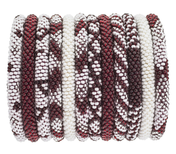 Game Day Roll-On® Bracelets <br> Maroon & White