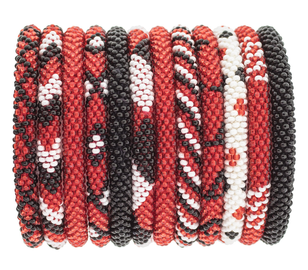 thumbnail image 2 of Vintage Style Beaded Bracelet – Red, Black & White Acrylic – Rockabilly Pin Up 50s 60s 2 of 5
