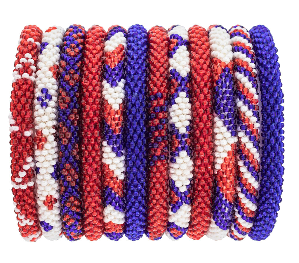 Stretchy Beaded Bracelet - Red & Blue Matching Star Bracelets