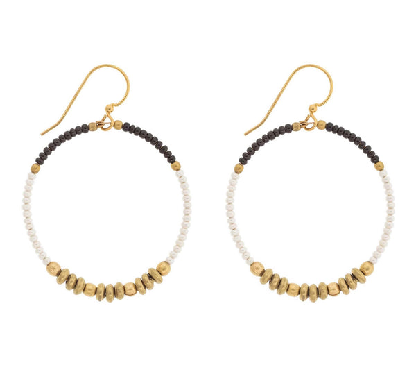 <br> Colorblocked Brass Hoop <br> Cream