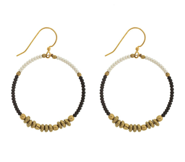 <br> Colorblocked Brass Hoop <br> Black